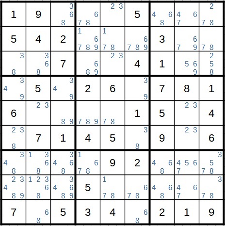 Beispiel 1 XYZ-Wing in Sudoku